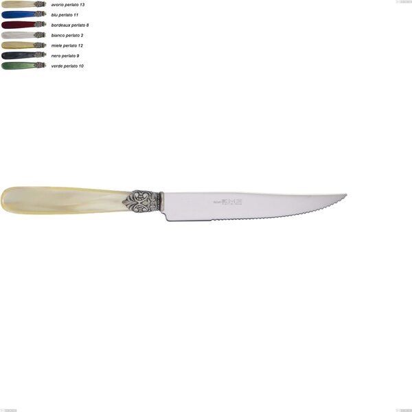 Georgian Steak Knife, 18/10 AISI 304 Polished Stainless Steel with Pearl Acrylic Handle, Length 223 mm