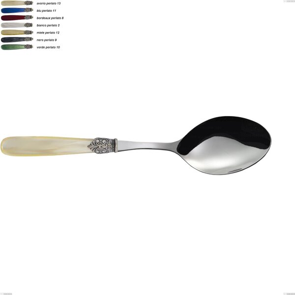 Georgian Serving Spoon, 18/10 AISI 304 Polished Stainless Steel with Pearl Acrylic Handle, Length 237 mm