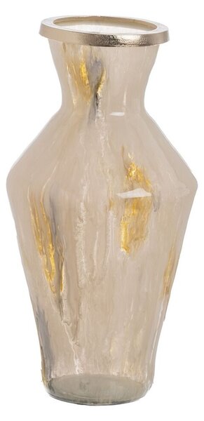 Vase Beige Golden Aluminium Crystal 25,5 x 25,5 x 48 cm