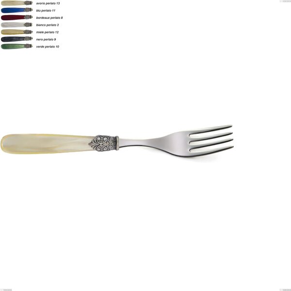 Georgian table fork, 18/10 AISI 304 polished stainless steel with pearlescent acrylic handle, length 211 mm