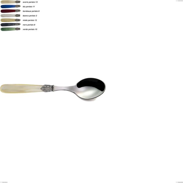 Georgian Coffee Spoon, 18/10 AISI 304 Polished Stainless Steel with Pearlescent Acrylic Handle, Length 145 mm