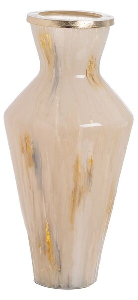 Vase Beige Golden Aluminium Crystal 28 x 28 x 57 cm