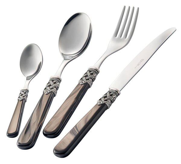 Ginevra Colourful Cutlery Set 24 Pieces for 6 Table Places 18/10 with Ring on the Handles in Display Box