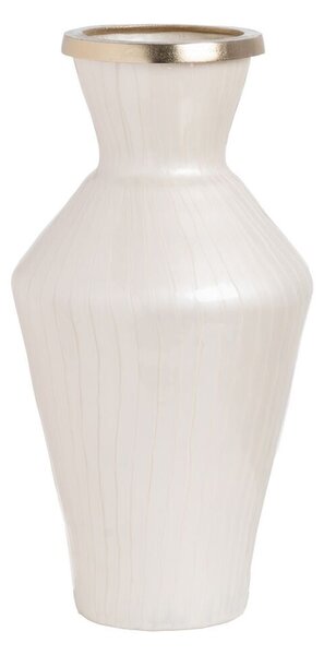 Vase White Golden Aluminium Crystal 25 x 25 x 48 cm