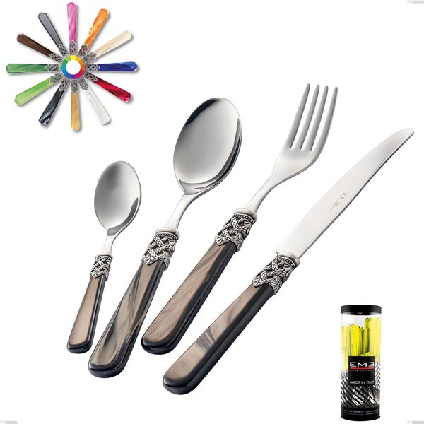 Ginevra Cylinder Package 24 Pieces Cutlery Set, (Stainless Steel 18.10 AISI 304), Methacrylate Handle