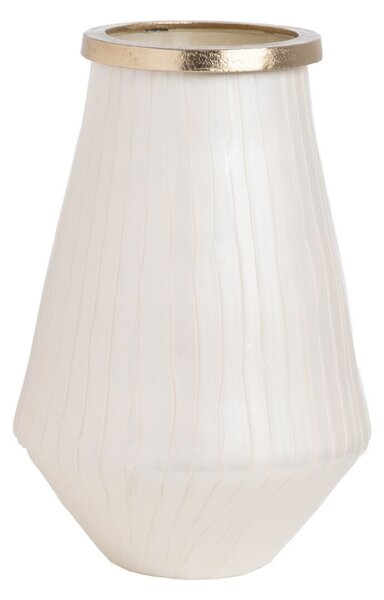 Vase White Golden Aluminium Crystal 25 x 25 x 39 cm