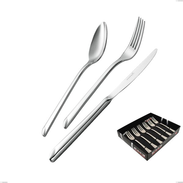 Set of 6 Goccia dessert forks in display box, 18/10 stainless steel (Aisi 304), 4 mm thickness