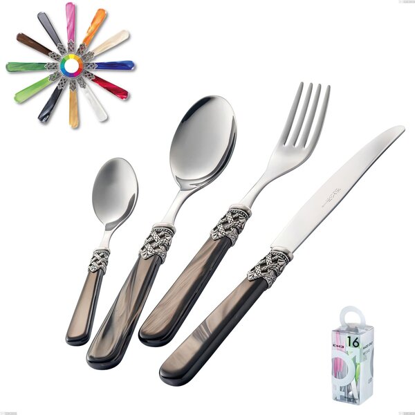 Ginevra You&Me 16 Pieces Cutlery Set, (Stainless Steel 18.10 AISI 304), Methacrylate Handle