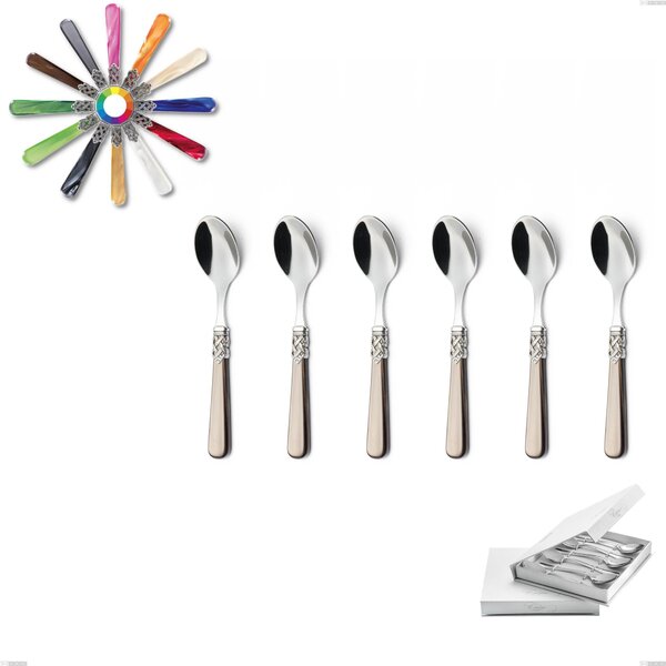 Geneva 6-Piece Coffee Spoon Gift Box, (18.10 aisi304 Stainless Steel), Methacrylate Handle Named: Geneva