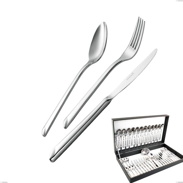 Goccia 51-piece Cutlery Set in Canteen Box, Hollow Handle Knife, 18/10 Stainless Steel (Aisi 304), 4 mm Thickness