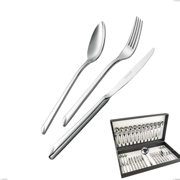 Goccia 49-piece cutlery set in canteen box, hollow handle knife, 18/10 stainless steel (Aisi 304), 4 mm thickness