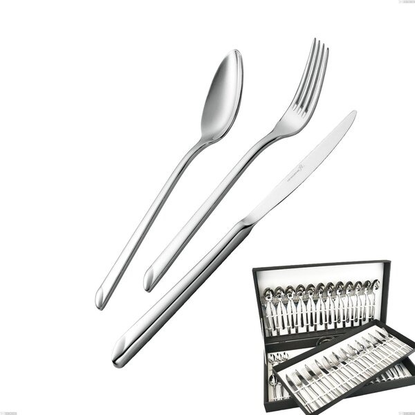 75-Piece Goccia Cutlery Set in Gift Case with Hollow Handle Knife, 18/10 Stainless Steel (Aisi 304), 4mm Thickness