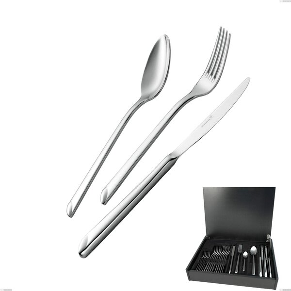 Goccia 24-piece cutlery set in wooden case, 18/10 stainless steel (Aisi 304), 4 mm thickness