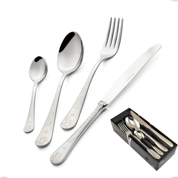 Hermitage 24-piece cutlery set in space-saving packaging, Polished Stainless Steel 18.10 (AISI304), 2.5 mm thickness