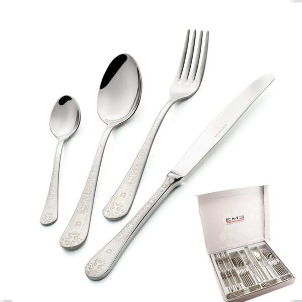 Hermitage 24-piece Cutlery Set in Case, Polished Stainless Steel 18.10 (AISI304), 2.5 mm Thickness