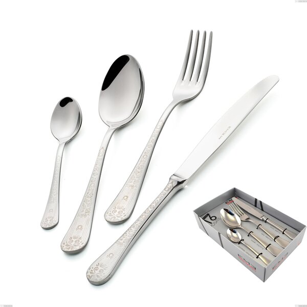 Hermitage 16 Piece Cutlery Set in Display Case, Polished Stainless Steel 18.10 (AISI304), 2.5 mm Thickness