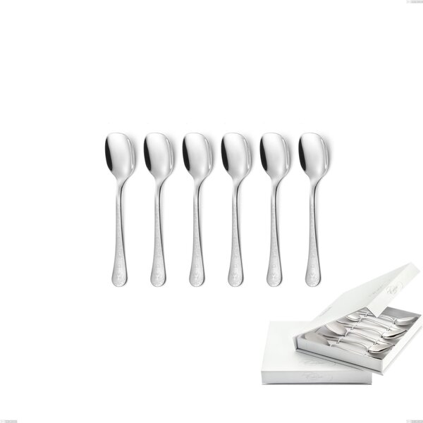 Hermitage 6-piece Ice Cream Spoon Set in Book-style Box, Polished Stainless Steel 18.10 (AISI304), 2.5 mm Thickness