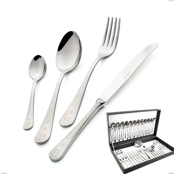 Hermitage 51 Piece Cutlery Set in Canteen Box, Polished Stainless Steel 18.10 (AISI304), 2.5 mm Thickness
