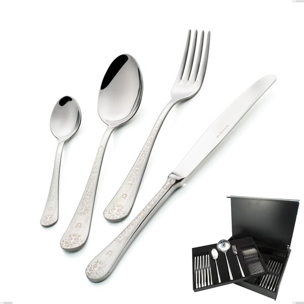 HERMITAGE 75-piece Cutlery Set in 18/10 Mirror-polished Stainless Steel, 2.5 mm Thickness, with Wooden Case