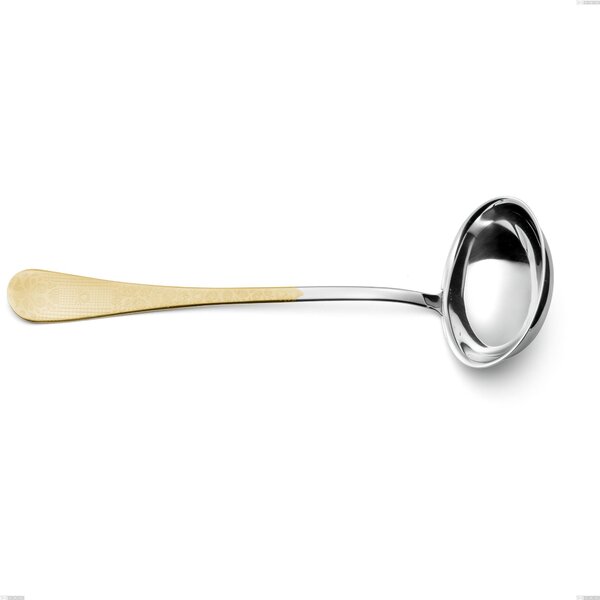 Hermitage Gold Ladle, 18-10 Stainless Steel, 24 Carat Polished Gold, 2.5 mm Thickness, 287 mm Length