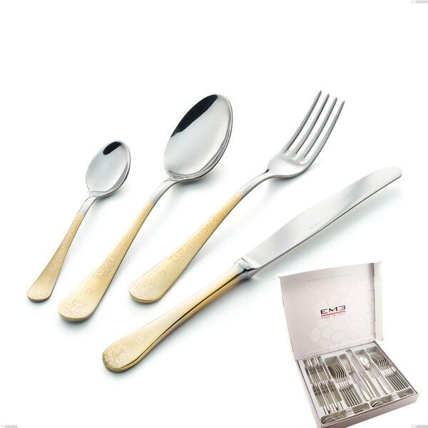 Hermitage oro 24-piece cutlery set in box, 18-10 stainless steel, 24 carat polished gold, 2.5 mm thickness
