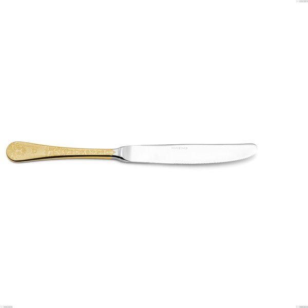 Hermitage Gold Table Knife, 18-10 Stainless Steel, 24 Carat Polished Gold, 2.5 mm Thickness, 240 mm Length