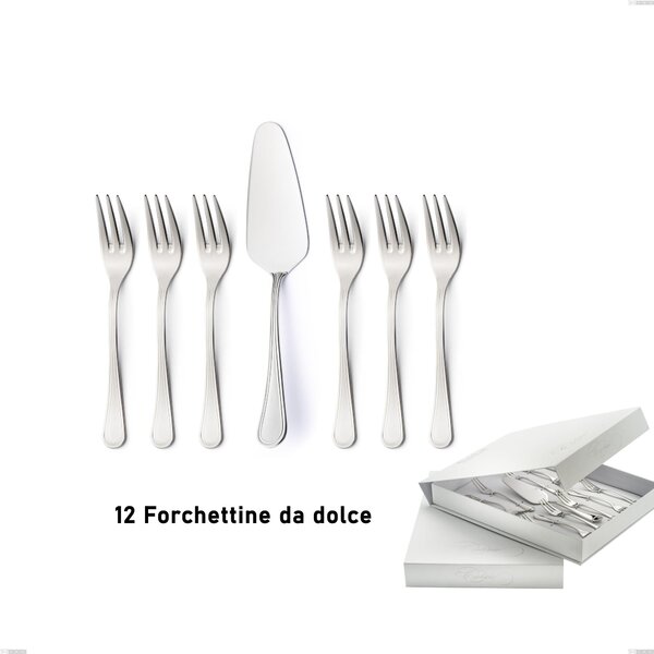 Impero Dessert Treats Cutlery Set, 13 Pieces Including Small Forks and Cake Server, Packaged in a Book-Style Case, STAINLESS STEEL 18.10 (AISI304), 2.5 MM Thickness