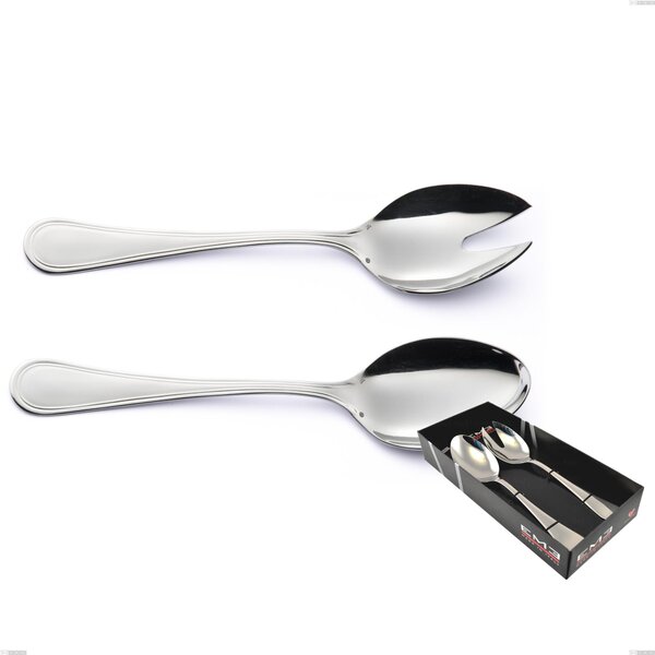 Impero Silver 8 Micron 2-piece Salad Set, Stainless Steel Aisi 304 Silver Finish, Silver Thickness 8 Microns, Cutlery Thickness 3 mm in Showcase Package