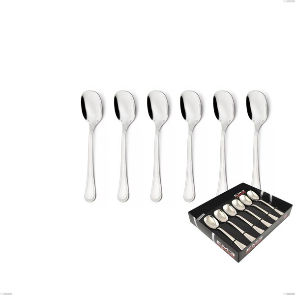 Impero Silver 8 Micron Ice Cream Spoon Set, 8 Micron Silver Coating in Display Box, Stainless Steel Aisi 304 Silver Finish, Silver Thickness 8 Microns, Cutlery Thickness 3 mm