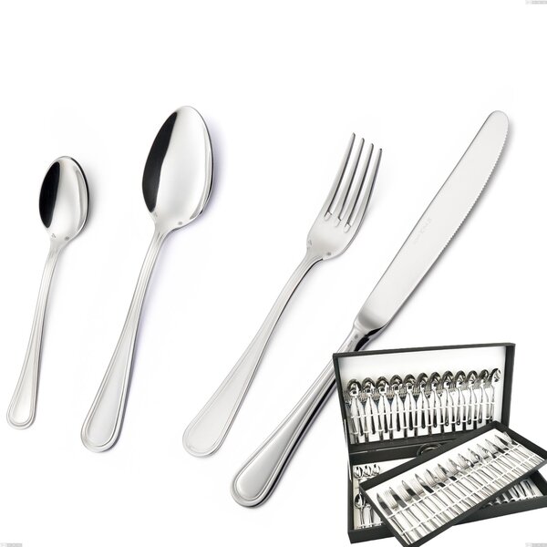 Impero Silver 8 Micron 75-Piece Cutlery Set, Hollow Handle Knife, Stainless Steel Aisi 304 Silver Finish, Silver Thickness 8 Microns, Cutlery Thickness 3 mm