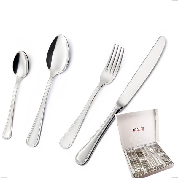 Impero Silver 8 Micron 24-Piece Cutlery Set, 8 Micron Silver Coating in Box, Stainless Steel Aisi 304 Silver Finish, 3 mm Cutlery Thickness