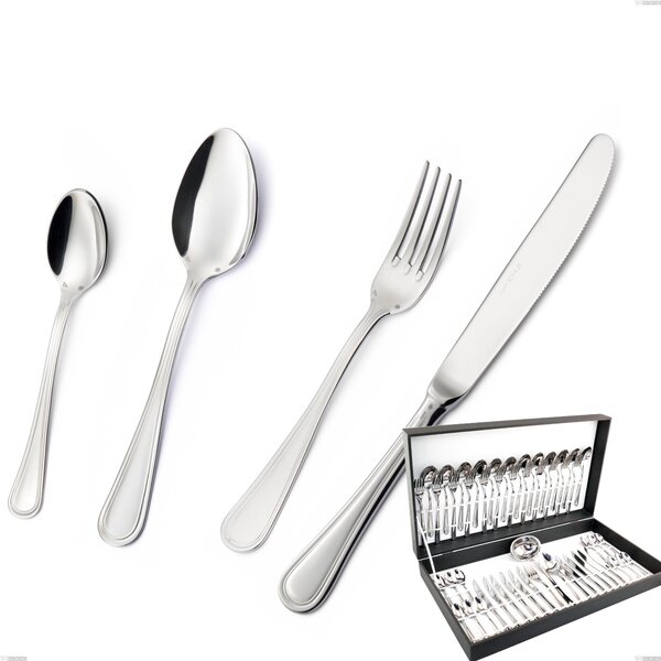 Impero Silver 8 Micron 51-Piece Cutlery Set, Stainless Steel Aisi 304 Silver Finish, 8 Micron Silver Thickness, 3 mm Cutlery Thickness in Canteen Box