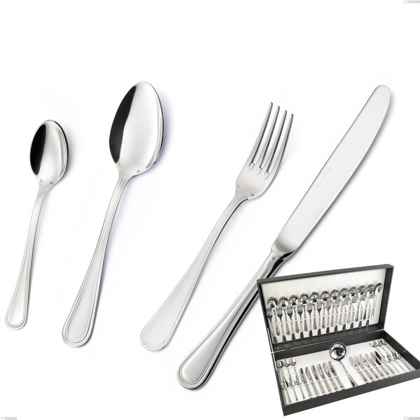 Impero Silver 8 Micron 49-Piece Cutlery Set, Stainless Steel AISI 304 Silver Finish, 8 Micron Silver Thickness, 3 mm Cutlery Thickness in Canteen Box