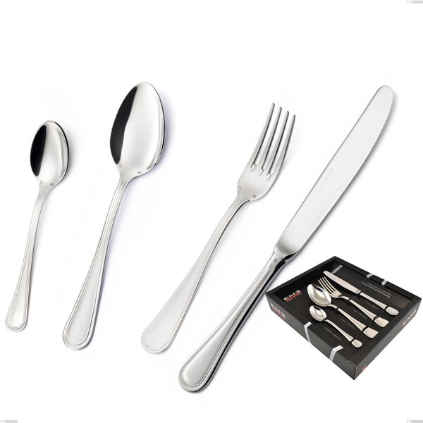 Impero Silver 8 Micron 24-Piece Cutlery Set, Stainless Steel AISI 304 with Silver Finish, Silver Thickness 8 Microns, Cutlery Thickness 3 mm in Showcase Packaging
