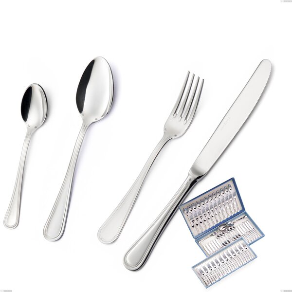 Impero Silver 8 Micron 75-Piece Cutlery Set, Stainless Steel AISI 304 Silver Finish, 8 Micron Silver Thickness, 3 mm Cutlery Thickness in Canteen Box