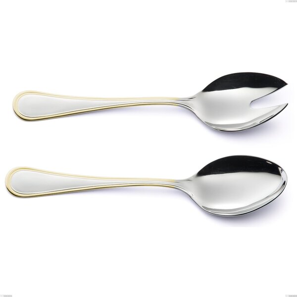 Impero Gold Salad Cutlery Set, 18-10 Stainless Steel, 24 Carat Polished Gold, 2.5 mm Thickness, 233 mm Length