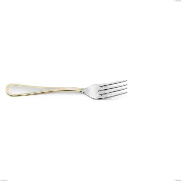 Impero Gold Fish Fork, 18-10 Stainless Steel, 24 Carat Polished Gold, 2.5 mm Thickness, 184 mm Length