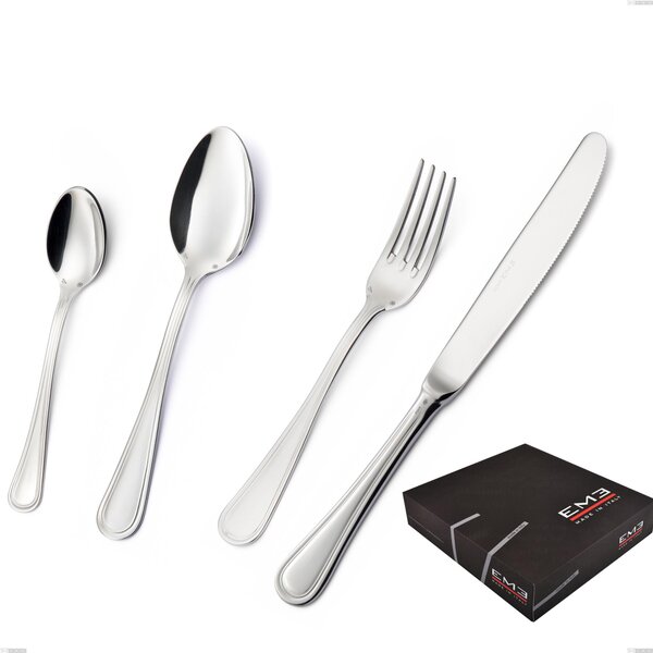 Impero Silver 8 Micron 49 Piece Cutlery Set, Stainless Steel Aisi 304 Silver Finish, 8 Micron Silver Thickness, 3 mm Cutlery Thickness in Gift Box