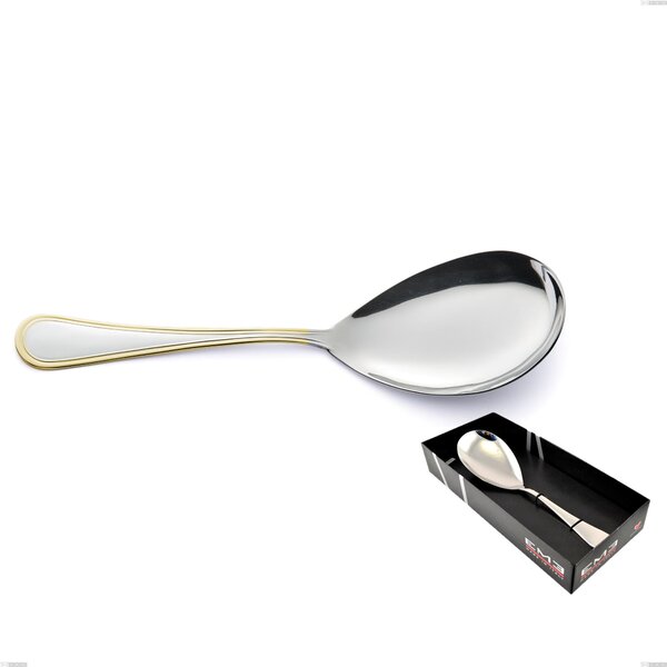 Impero Gold Rice Serving Spoon in Display Box, 18-10 Stainless Steel, 24 Carat Polished Gold, 2.5 mm Thickness