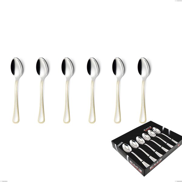Impero oro set of 6 coffee spoons in display box, 18-10 stainless steel, 24 carat polished gold, 2.5 mm thickness