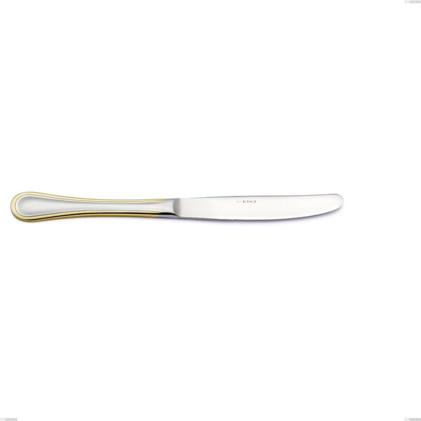 Impero oro Affordable Dining Knife, 18-10 Steel, 24 Carat Polished Gold, 2.5 mm Thickness, 235 mm Length