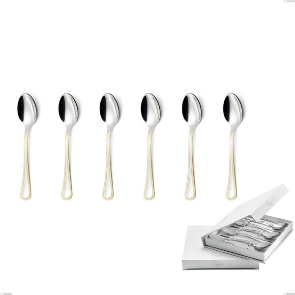Set of 6 Impero oro coffee spoons in book-style box, 18-10 stainless steel, 24-carat polished gold, 2.5 mm thickness