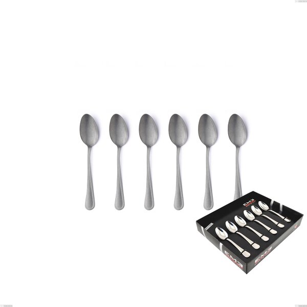 Impero Retro 6 Moka Spoons Set in Display Box, Vintage Stainless Steel (Aisi 304)