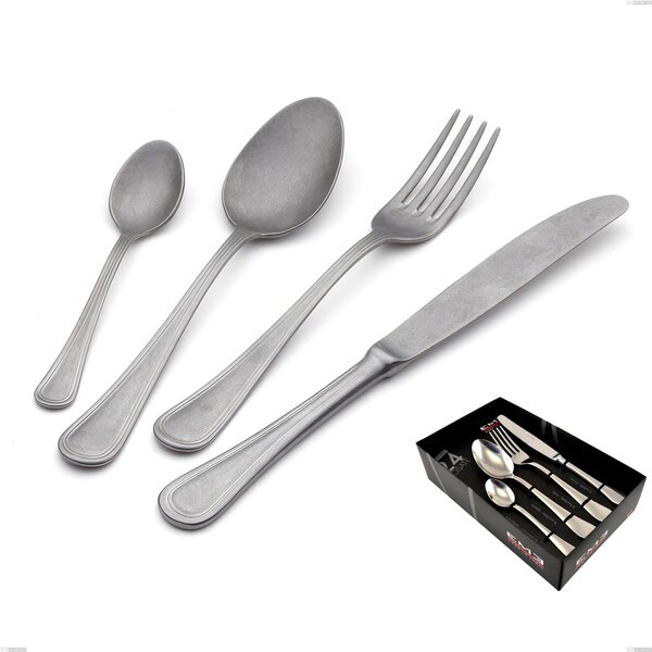 Impero Retro 24 Piece Cutlery Set in Display Case, Vintage Stainless Steel (Aisi 304)