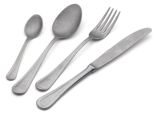 IMPERO RETRO' 24 Pieces Cutlery Set in Matte Polished 18/10 Stainless Steel 2.5 mm Thickness