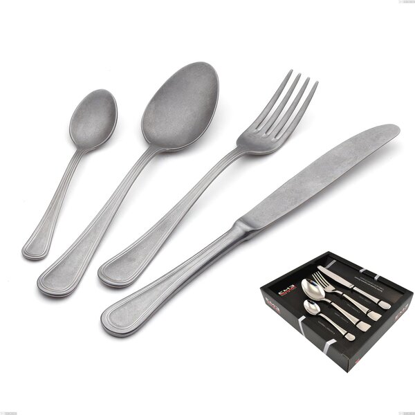 IMPERO RETRO' 24 Pieces Cutlery Set in Matte Polished 18/10 Stainless Steel 2.5 mm Thickness