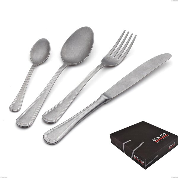 Impero Retro 49 Piece Cutlery Set in Gift Box, Vintage Stainless Steel (Aisi 304)