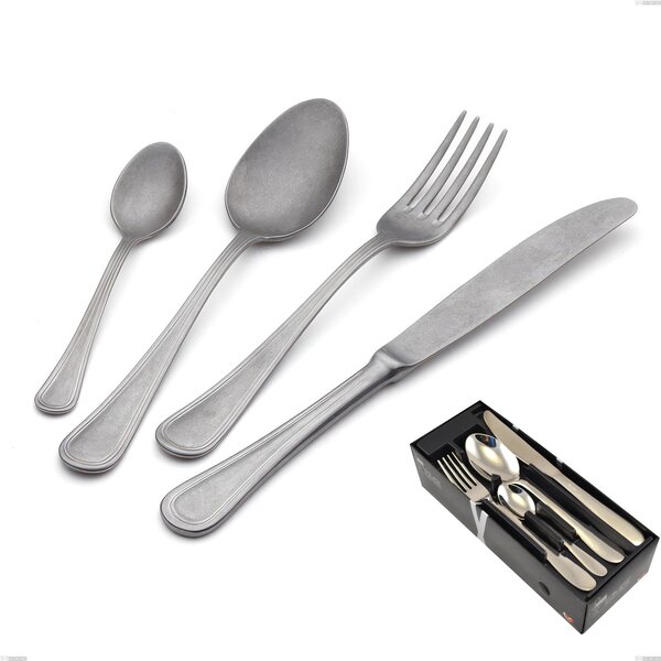Impero Retro 24 Piece Cutlery Set in Space-Saving Packaging, Vintage Stainless Steel (Aisi 304)