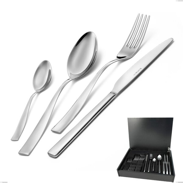 Infinity Polished Stainless Steel Cutlery Set 24 Pieces in Wooden Case, 2.5 mm Thickness, 18/10 (AISI304)