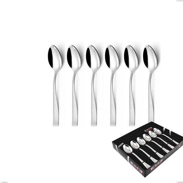 Set of 6 Infinity la Divina Coffee Spoons in Showcase Packaging, Polished 18/10 Stainless Steel with Laser Engraving, 2.5 mm Thickness